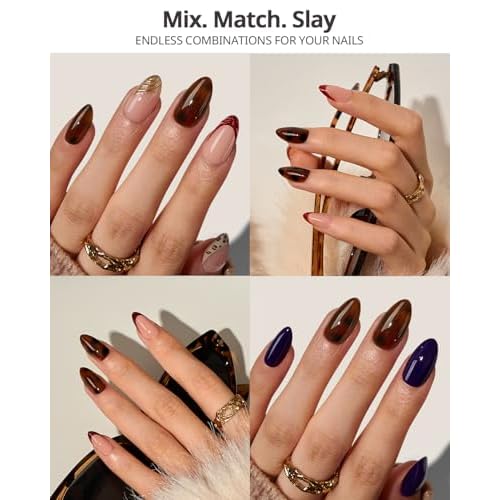 BTArtboxnails SOFTCOATTIPS Press On Nails - Tortoiseshell Almond Press On Nails Short, 96Pcs Salon Quality Soak Off Soft Gel Nail Tips in 16 Sizes