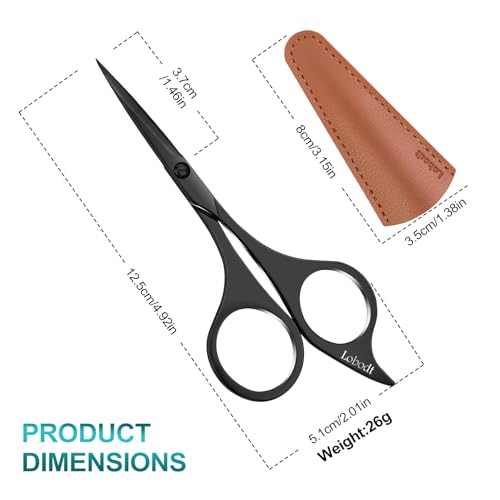Professional beard scissors, 4.9-inch (black) small pointed stainless steel hairdressing scissors, Moustache Trimming£¬suitable for personal care and beauty of both men and women