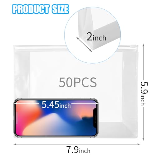 50 PCS Mini Clear Makeup Bag,Small Clear Zipper Pouch Travel Bag for Toiletries Plastic Cosmetic Organizer Waterproof£¬for Swimsuit Bikini Travel Vacation(7.9 x 5.9 x 2 Inch)