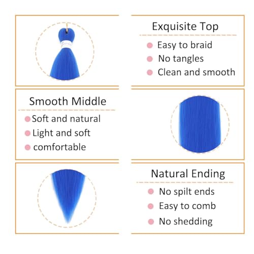 Blue Braiding Hair Pre Stretched 30 Inches Easy Braiding Hair Yaki Texture 8 Packs/Lot Braid Hot Water Setting Professional Synthetic Braiding Hair Extensions (3pcs,30",#Blue)
