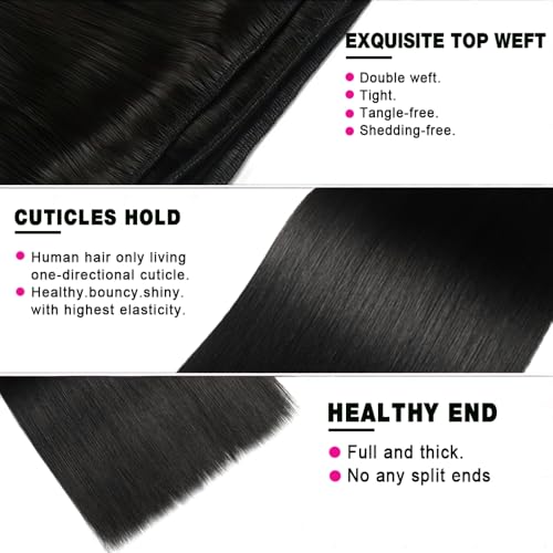 12A Straight Human Hair 26 28 30 Inch Human Hair bundles Unprocessed Brazilian Hair 3 Bundles Raw Human Hair Extensions Quick Weave Natural Color