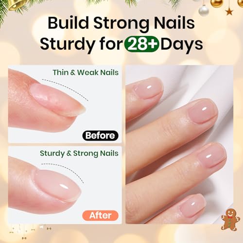 Beetles 15ml Rubber Base Builder Nail Gel - Clear Color Base for Nails Strengthening, Thickening and Sculpting, Soak Off UV LED Long Lasting for Weak and Damaged Nails