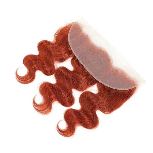 Human Hair Body Wave Bundles with 13x4 Lace Front Closure #350 Ginger Orange Hair Extensions Natural Wave Brazilian Human Hair Bundles 14 16 18 Inch with Closure 12