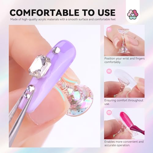 Saviland Nail Stand for Press ons: 3 Set Strong Magnetic Aurora With Nail Stand 40 Pcs Reusable Sticky Putty Nail Holder For Painting Nails For Nails Practice Acrylic Nail Holder Home Beginner Supplies