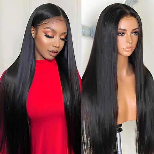 VibeFusion 13x4 HD Transparent Lace Front Human Hair Straight Wig 200% Density Glueless Pre-Plucked Pre-Cut 20 Inch Women's Wig