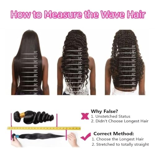 Loose Wave Bundles Human Hair Short Brazilian Virgin Human Hair Loose Wave Natural Black Color Can Be Dyed and Styled 3 Weave Bundles Total 300g 14 16 18 Inch