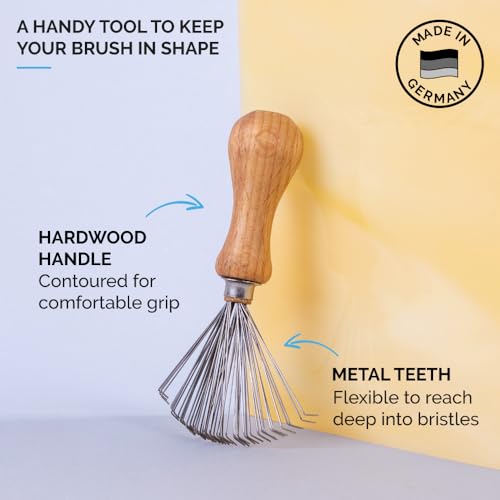 ZEUS Oval Military Beard Brush with Bristle Cleaner, Boar Bristle Beard Brush & Bristle Rake Cleaner Gift Set (Made in Germany) Firm Bristles Q91