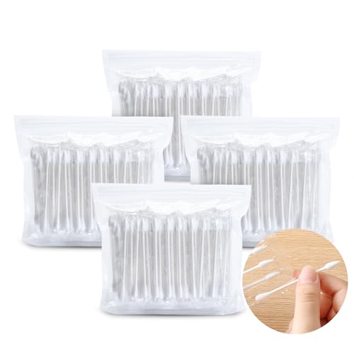 Cotton Swabs, Individually Wrapped Cotton Buds, 400 Count Biodegradable Cotton Tip Applicator Suitable for Ear, Beauty Care, Cleaning, Make-up£¨Round and Pointed Shape Cotton Heads£©