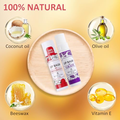 32 Pack Lip Balm, Natural Lip Balm Bulk with Vitamin E and Coconut Oil, Bulk Lip Balms for Dry Lips-16 Flavors