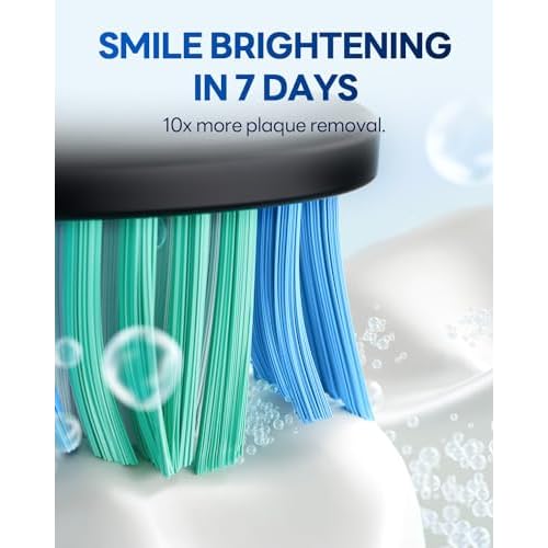 Bymore Electric Toothbrush for Adults,Travel Sonic Toothbrush with 8 Replacement Heads, Ultra Clean Rechargeable Toothbrush Portable One Charge for 330days 5 Modes 2mins Timer-Black