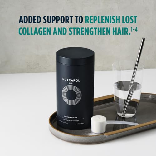 Nutrafol Men's Hair Growth Supplement and Collagen Peptides Powder, Physician-formulated for Visibly Thicker, Stronger Hair, Dermatologist Recommended - 1 Month Supply, 12 oz Bottle