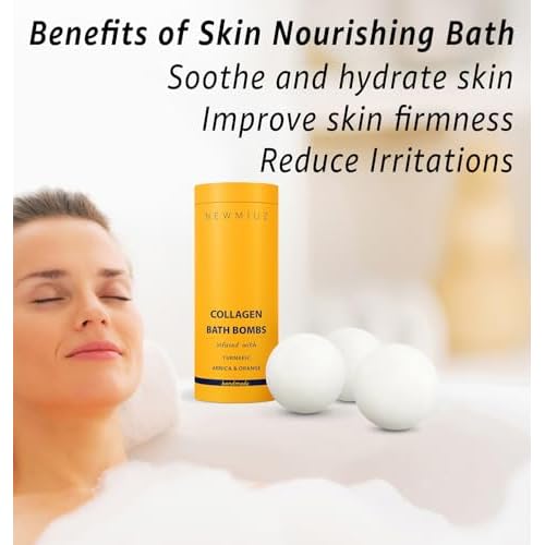 Collagen Bath Bombs Luxurious Bath Foam Gift for Dry Skin Hydration Moisturizing Turmeric Arnica Orange Essential Oil Infused for A Blissful Experience