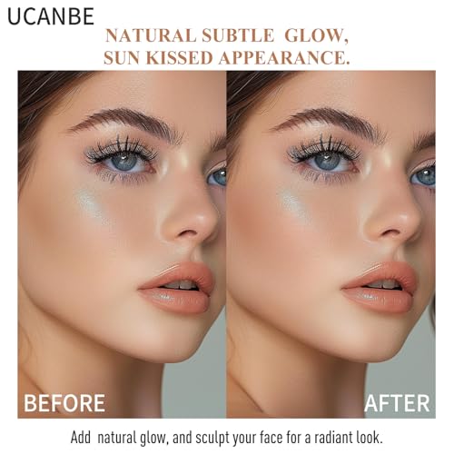 UCANBE Glow Bronzer, Long-Lasting Baked Shimmer Bronzing Powder - 02 Light Bronzer, Lightweight & Buildable Neutrual Satin Finish, Luminous Contour for Face, Cheeks, and Body