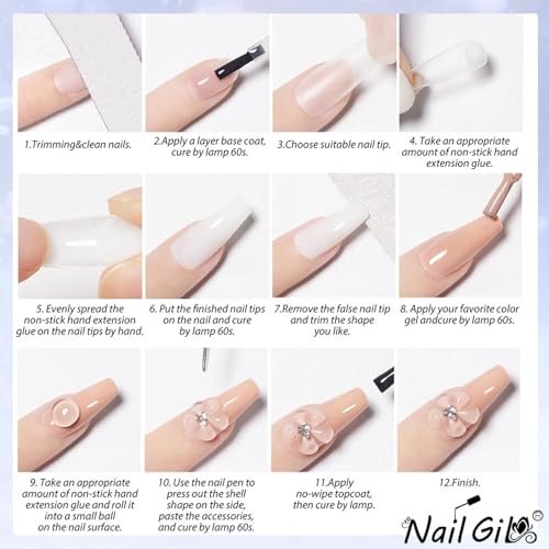 NAILGIL Solid Builder Gel For Nails 4 Colors, White Clear Nude Pink 3D Flower Nail Art Sculpture Extension Gel Non-Sticky Hand Sock Off UV LED Salon DIY at Home-60g/2.1oz
