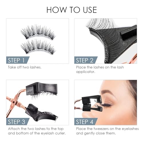 Magnetic Eyelashes, Reusable Fake Eyelashes with Applicator No Glue, Dual Magnetic False Eyelashes without Eyeliner, Natural Look