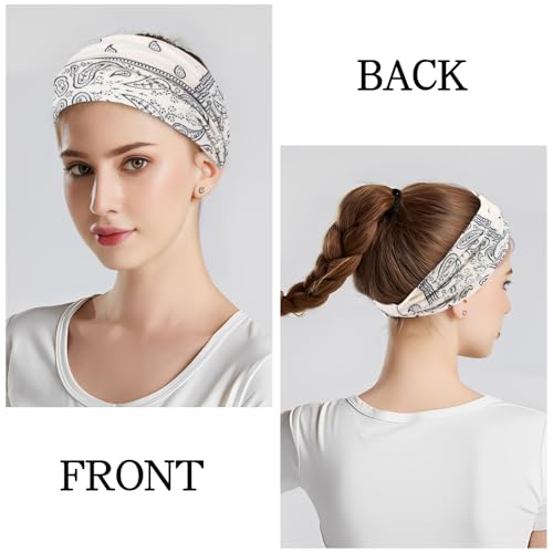 YARIEW Boho Headbands for Women Wide Bandana Headbands Stretch Knotted Headband Elastic Head Bands Women's Hair Band Non-Slip Yoga Workout Head Wraps Hair Accessories for Women Girls