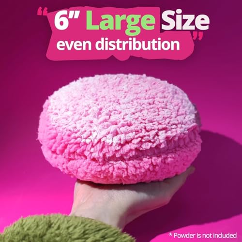 6" Large Body Powder Puff and Container, Soft Fluffy Dusting Powder Puff for Body Powders, Quick Even Application, Washable, Cute Rose Pink