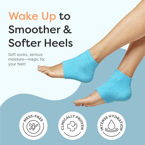 ZenToes Moisturizing Socks for Cracked Heel Treatment, Vitamin E, Olive Oil and Jojoba Oil Heel Socks, Stocking Stuffers for Women, Spa Self Care Gifts for Women (Fuzzy Blue, Regular)
