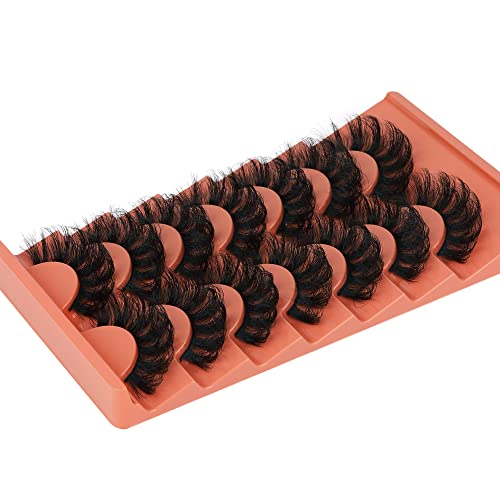 Mink Lashes Fluff False Eyelashes 20-22mm Dramatic Full Wispy Eye Lashes 8D Volume Curly Fake Eyelashes 7 Pairs Faux Mink Lashes Multipack by TOOCHUNAG