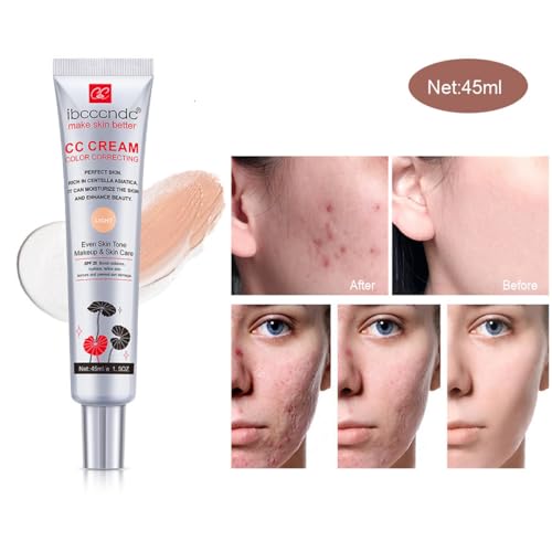 Color Correcting CC Cream with SPF 25,Full-Coverage Foundation,Hydrating Serum,Refine Skin Texture, Avoid Sun Damage (Light, 45 ml)