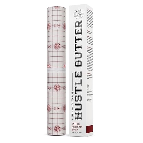 Hustle Butter Second Skin Tattoo Wrap - 9.8 Inches x 2.2 Yards - Transparent Adhesive Roll - Easy Removal, Mess-Free Body Art Wrap - Breathable & Latex-Free - for Medium Tattoo Aftercare