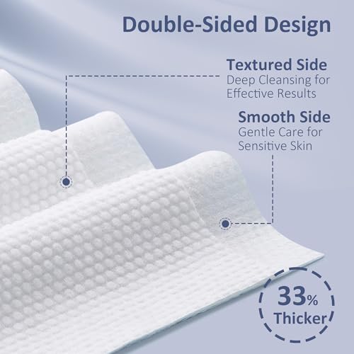 Ourmed Life Face Towels, Thicker Disposable Biodegradable Clean Face Wipes for Sensitive Skin, Lint- free Face Cloths for Makeup Remover, Skincare and Women Cleaning, Dry Wipes, 80 Count Dot Texture