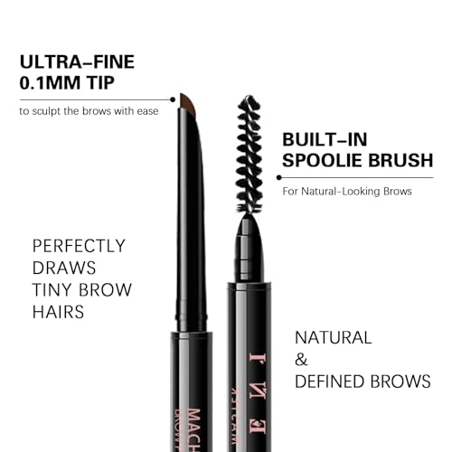 Microblading Eyebrow Pencil, Eyebrow Retractable Definer Pencil, Long Lasting Eye Brow Pencil, Angled Precision Tip, 0.1MM Ultra Slim Eyebrow Makeup, Waterproof, Smudgeproof (05 DEEP BROWN)