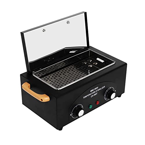 High Temperature Metal Tool Cleaning Box, 1.5L Dry Heat Box with Adjustable Temperature and Time for Nail Barber Tattoo Metal Equipment Cleaning (Black)
