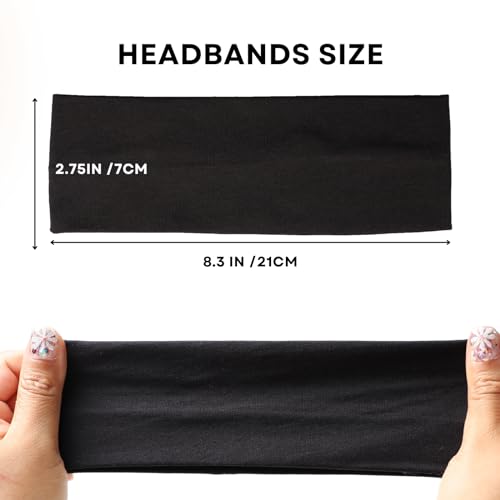 7 PCS Black Headbands for Women Cotton Non Slip Hair Bands Sweat Thick Headband Hair Accessories