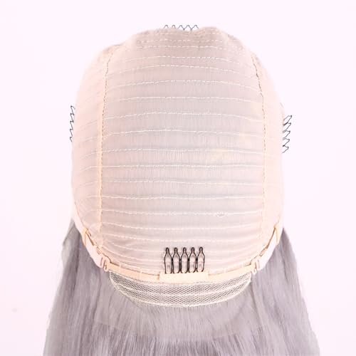 Grey 13x4 Lace Front Wigs Human Hair for Women Silver Straight HD Transparent Lace Front Wigs Human Hair Pre Plucked Glueless Lace Frontal Wigs 24 Inch 180 Density
