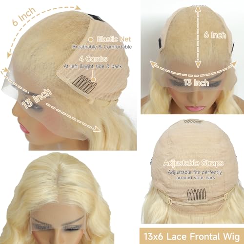 Blonde Wig Human Hair 613 13x6 Lace Front Wig Human Hair Pre Plucked With Baby Hair 200 Density Blonde Body Wave HD Lace Frontal Wigs 32 Inch