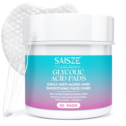 Glycolic Acid Pads for Face, Exfoliating Pads for Facial Radiance with Salicylic Acid, 50 Count
