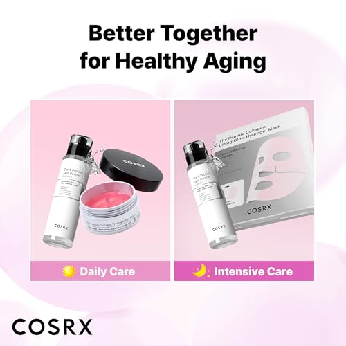 COSRX Pink Peptides Collagen Hydrogel Eye Patch for Puffy Eyes and Dark Circles, Under Eye Mask, 60 Under Eye Patches, Korean Skin Care