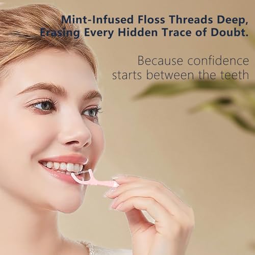Double Line Dental Floss Picks, 85 Count Mint Flavor Flossers for Deep Cleaning, Upgraded Floss Picks with 2 Portable Travel Cases, Convenient for Cleaning Teeth On The Go, Flossing Sticks for Family