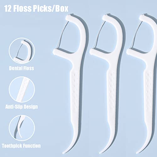 [4 Pack] Portable Floss Dispenser with 48 Dental Floss, Flosser Storage Box for Adults, Tooth Picks Holder Suitable for Tourism and Business Trips, White+Black+Pink+MintGreen