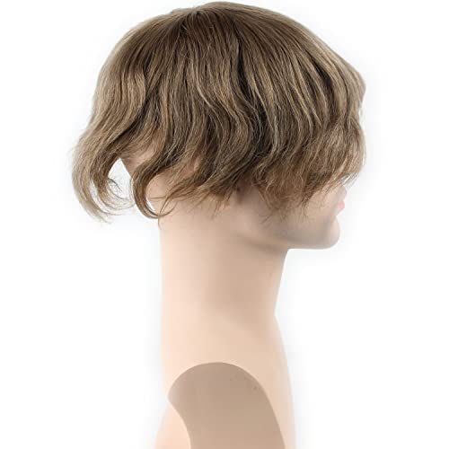 Real Human Hair French Lace with PU Thin Skin Stock Men's Toupee Hair Pieces #18 Color