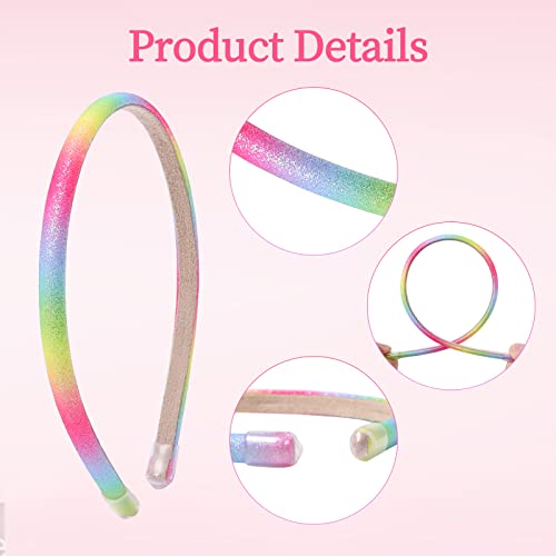 Fishdown Glitter Sequin Non-Slip Headbands: Sparkly Thin Skinny Hairbands for Girls, Toddlers, and Women
