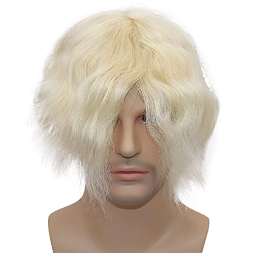 Men's Hairpiece Human Hair Replacement Systems Toupee for Men Thin Skin with Mono Lace Top and the Durable PU Back 10x8inch Medium Density Free Style #613 Platinum Blonde Color