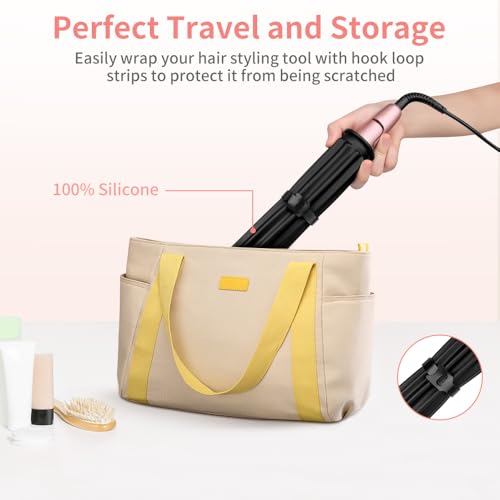 Large Silicone Heat Resistant Mat for Hair Tools, Heat Mat for Curling Iron, Vanity Pad Accessories/Organizer, Portable Hair Styling Hot Tools Mat for Home Travel Salon, with Sticky Tape (Cream)