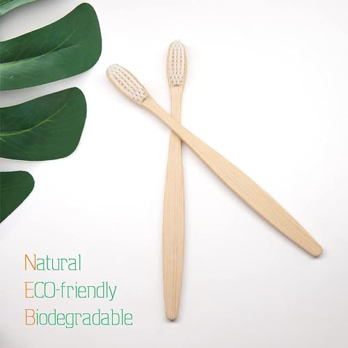 Bamboo Toothbrushes 10 Pack,Soft Toothbrushes for Adults,Plastic Free Toothbrush,Ultra Soft Bristled,Travel Tooth Brush,Eco Friendly Toothbrush,BPA Free,Natural Bamboo Tooth Brush(White)