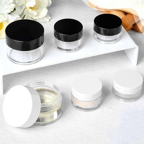 Premium Travel Size Containers for Toiletries, 3 Size 0.35/0.5/1 OZ Small Cosmetic Jars for Makeup Face Creams Lotion Moisturizer, 6 Pieces Jars with 2 Pieces Mini Spatulas