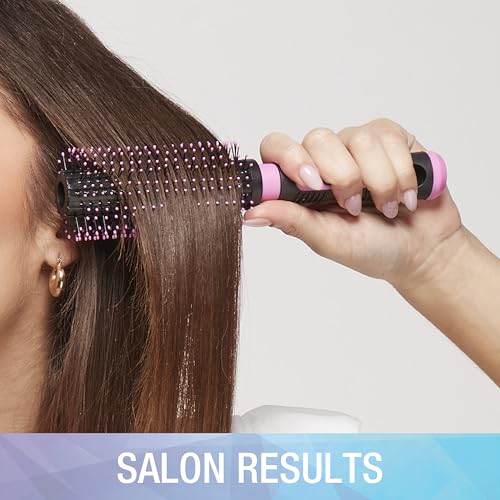 Conair Salon Results Round Hairbrush - Hair brush for blow out - blowdryer brush - features nylon bristles - Adds body and fullness - suitable on all lengths - Pink/Black