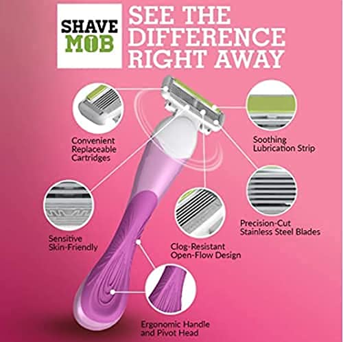 ShaveMOB 3-Blade Women's Razor Kit (Flex Head Handle + 24 Refills) - The Practical Shaving Kit