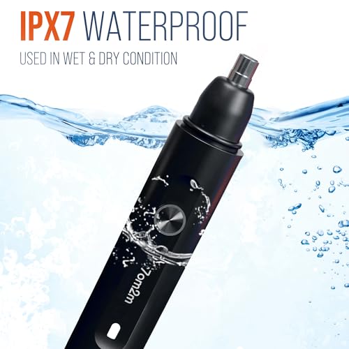 7AM2M Personal Care Electric Nose and Ear Hair Trimmer ? Rechargeable, 9000 RPM High-Speed Precision Cutting, Detachable Washable Blade, Portable Design Black
