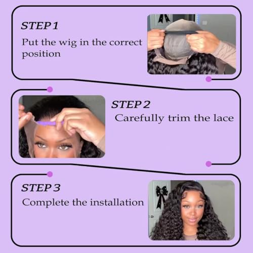 13x6 Lace Front Wigs Human Hair HD Lace Front Wigs 30 inch Curly Wave Glueless Wigs Human Hair Pre Plucked Pre Cut 280 Density 15A Curly Wave Natural Color Wigs for Black Women Triple Lifespan
