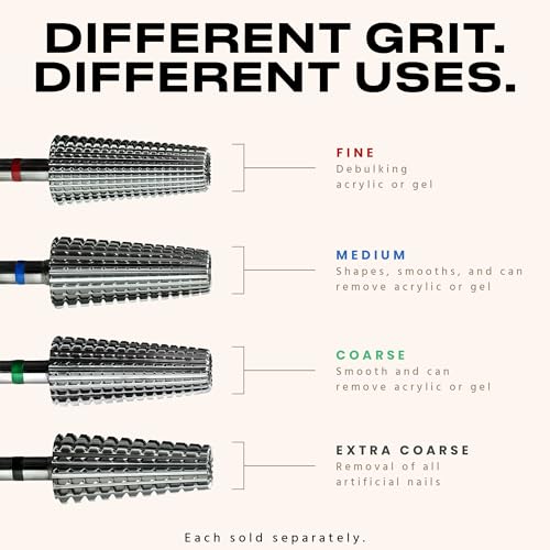 V Beauty Pure 5-In-1 Professional Nail Drill Bits (Fine) - Electric Nail Drill Kit for Manicure, Pedicure & 3D Art - Portable EFile Nail Tech Drill Bits for Nail Technicians, Salon & Home DIY
