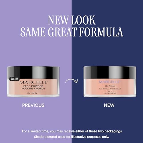 Marcelle Loose Setting Face Powder, Translucent, Talc-Free, Mattifying, Natural & Smooth Finish, Flawless Complexion, Long-Lasting, Hypoallergenic, Fragrance-Free, Cruelty-Free, 1.94 Oz.
