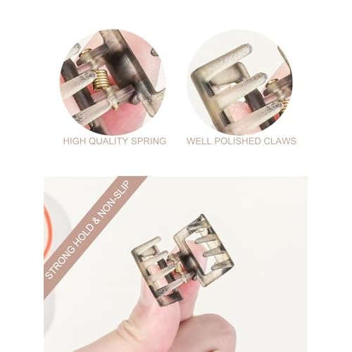24 Small Hair Clips for Women Girls - Non-Slip Grip&Tangle-Free,Durable Plastic Mini Claw Clips (Tortoise & Black) for Thin/Medium Hair