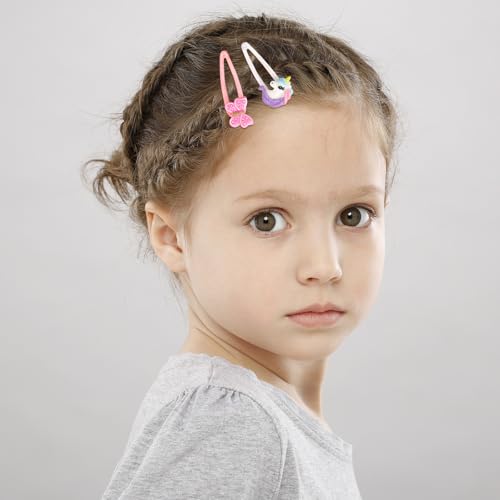 8Pcs Flower Hair Clips for Girls, Butterfly Metal Snap Clips,Cute Glitter Toddler Girls Unicorn Hair Accessories for Children, Infants, Toddlers, Kids - Flower