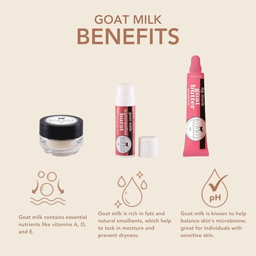 Dionis Goat Milk Watermelon Burst 3-Piece Lip Care Kit, Travel Bag Included ? Sugar Polish, Goat-Butter Overnight Mask & Scented Jumbo Lip-Balm - Moisturizing Clean Beauty, Cruelty-Free, Made in USA